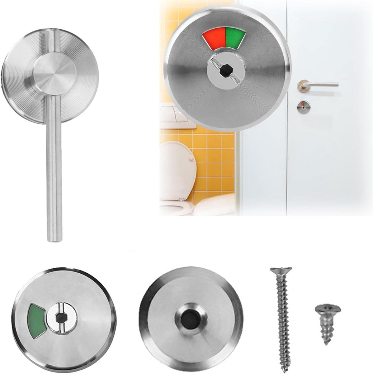 SnelShoppen - Privacy Indicator Deurslot, Bezet Vrij Indicator voor Openbare Toiletten, Hoogwaardige Zinklegering en RVS, Eenvoudig te Installeren, Du