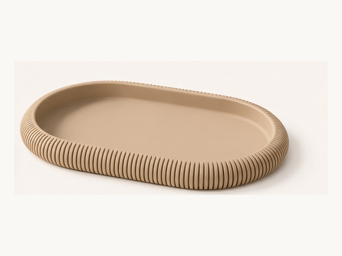 Geribbelde ovale schaal – 3D-geprinte decoratieve tray
