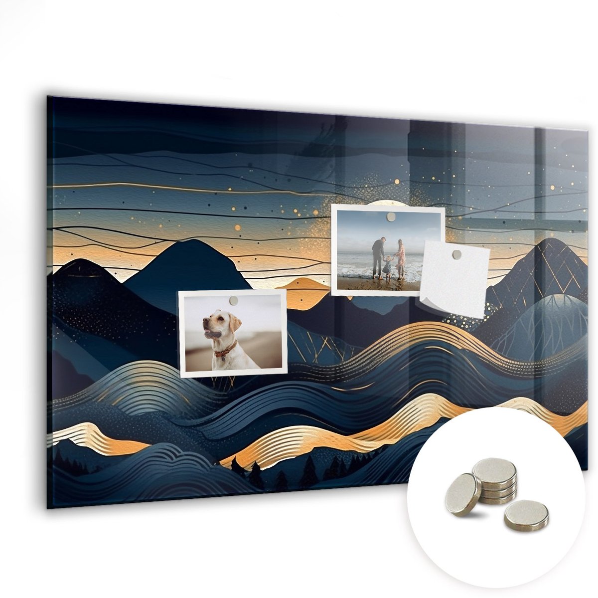 Coloray Glazen Magneetbord - Magnetisch Bord Zonsonderganglandschap - 60x40 cm - Veelkleurig Magneetbord - Magnetic Board - Glazen Magneetbord