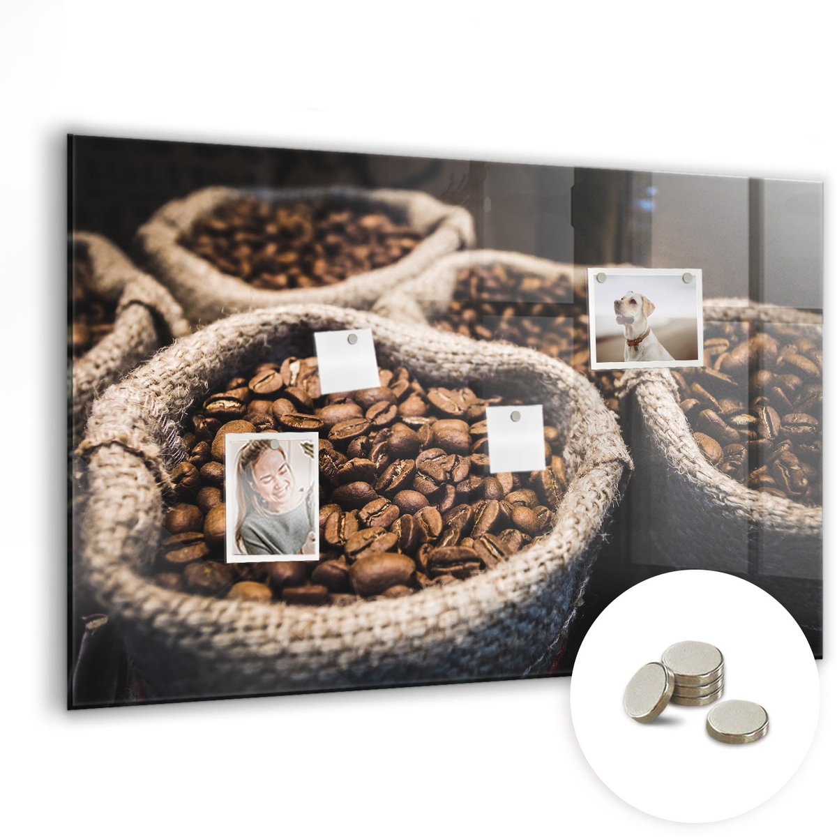 Coloray Glazen Magneetbord - Magnetisch Bord Citrusvruchten in water - 90x60 cm - Bruin Magneetbord - Magnetic Board - Memobord