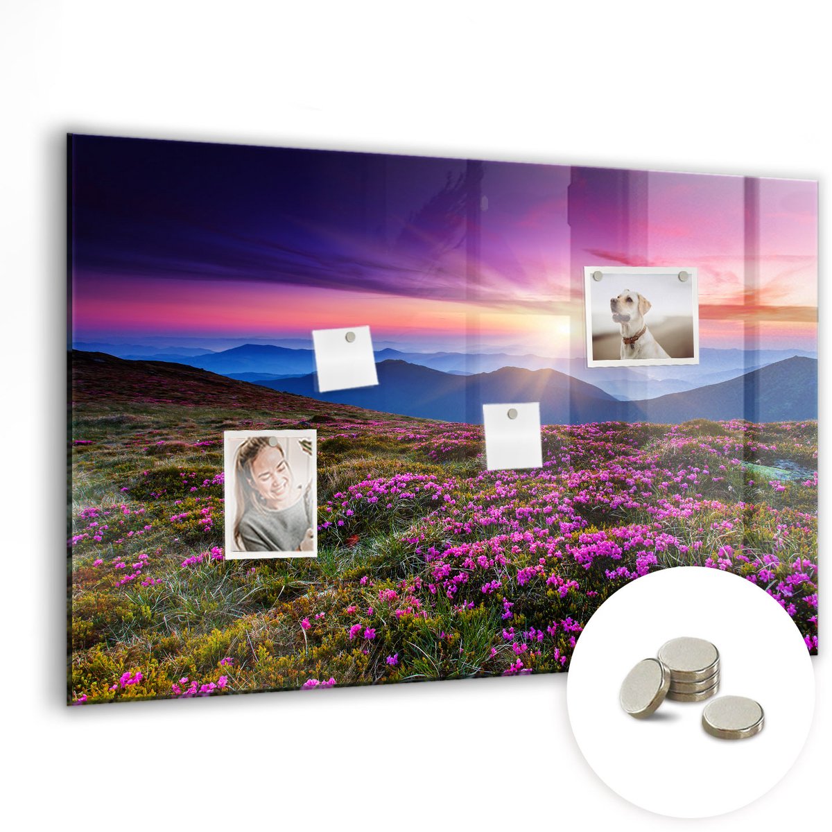 Coloray Glazen Magneetbord - Magnetisch Bord New York 's nachts - 90x60 cm - Veelkleurig Magneetbord - Magnetic Board - Bureau Decoratie