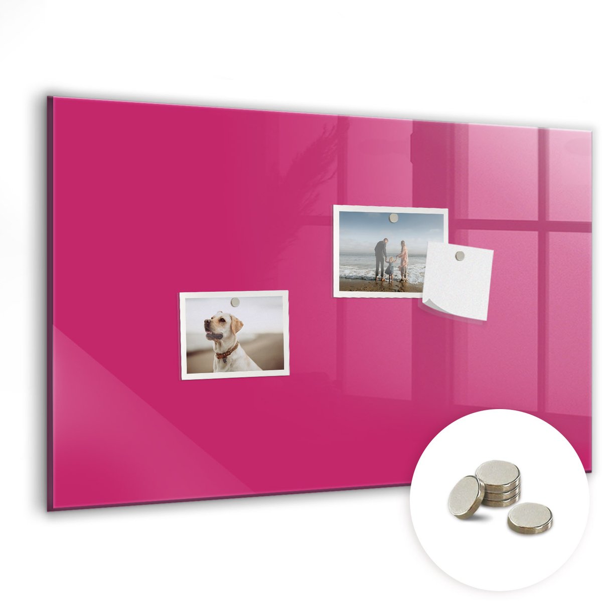 Coloray Glazen Magneetbord - Magnetisch Bord Sterke roze kleur - 60x40 cm - Roze Magneetbord - Magnetic Board - Magneetbord Design