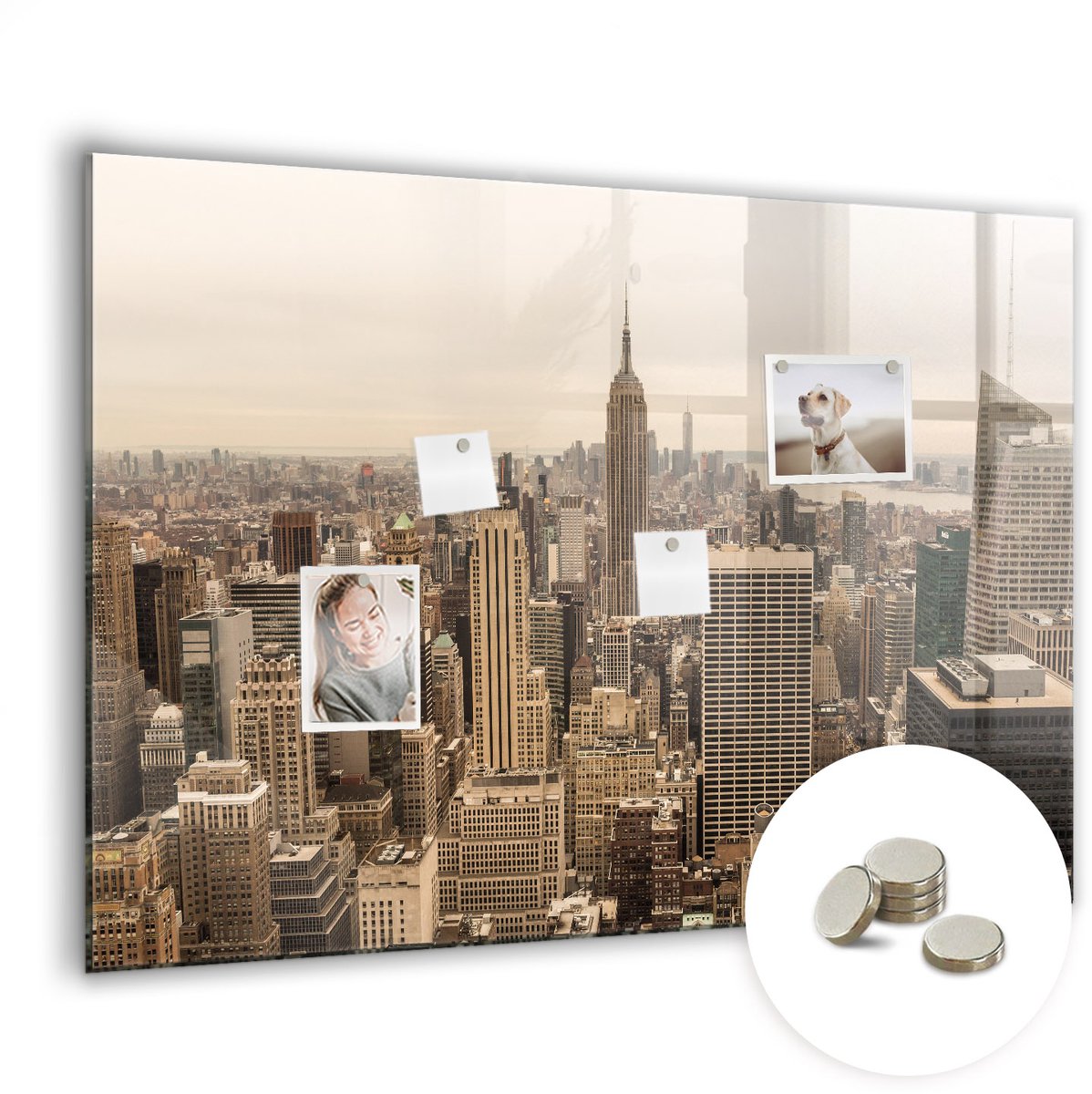 Coloray Glazen Magneetbord - Magnetisch Bord Lentebloemen - 100x70 cm - Bruin Magneetbord - Magnetic Board - Woonkamer Decoratie