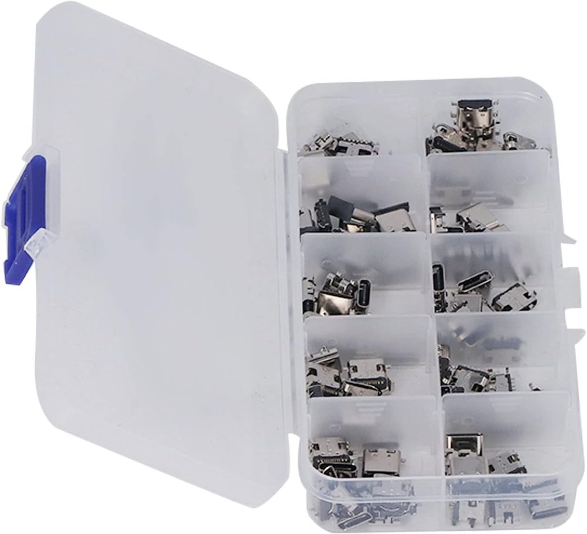 SnelShoppen - USB Type-C Poort Reparatie Adapter Set, 100 Stuks, Vervangconnectoren voor Soldeer Reparatie, Duurzaam en Geschikt voor Verschillende Ap