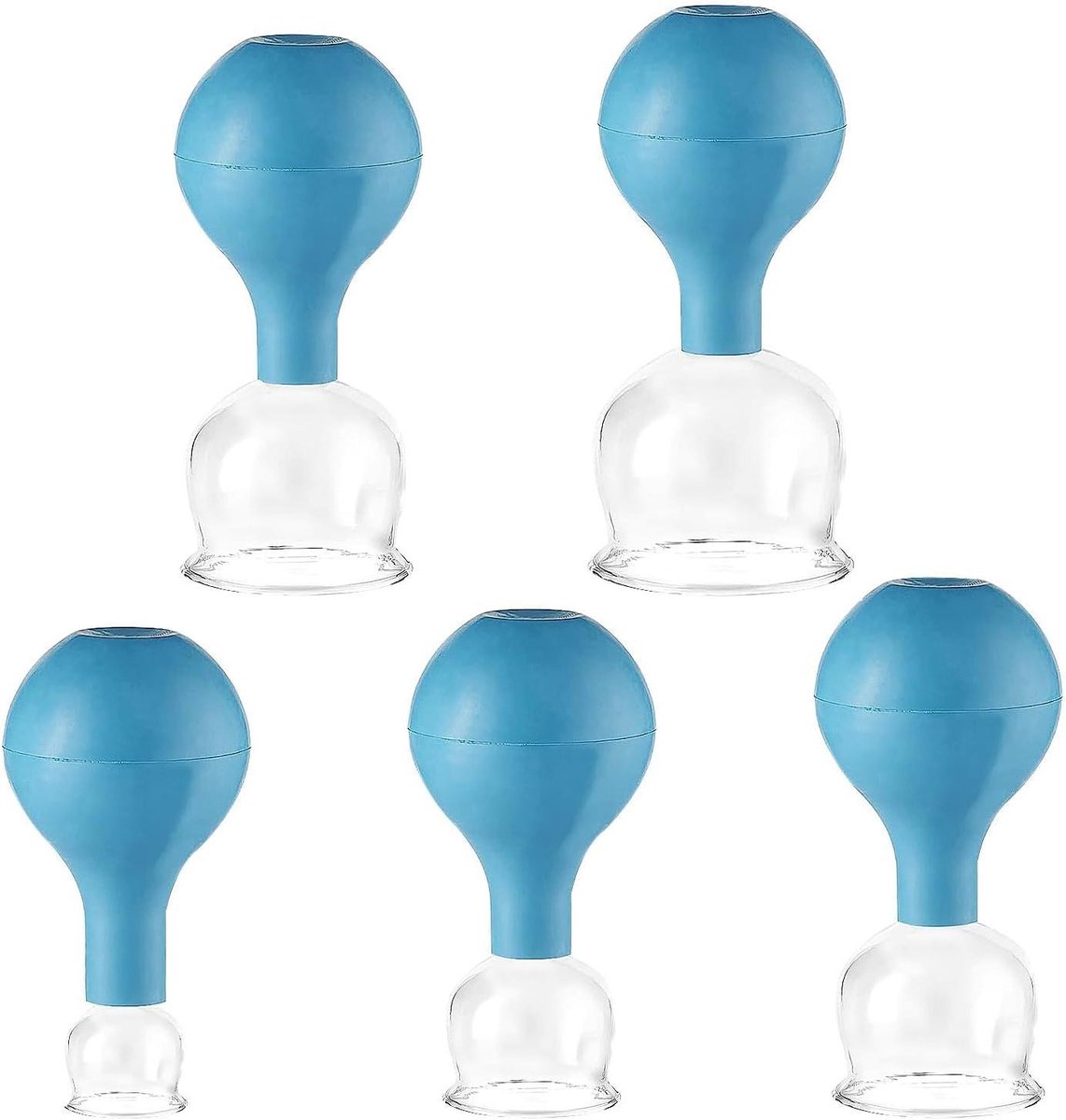 Siliconen Cupping Glazen - Massage Cups - Spierontspanning Lichaam - Sterke Zuigkracht - Set van 5 - Blauw