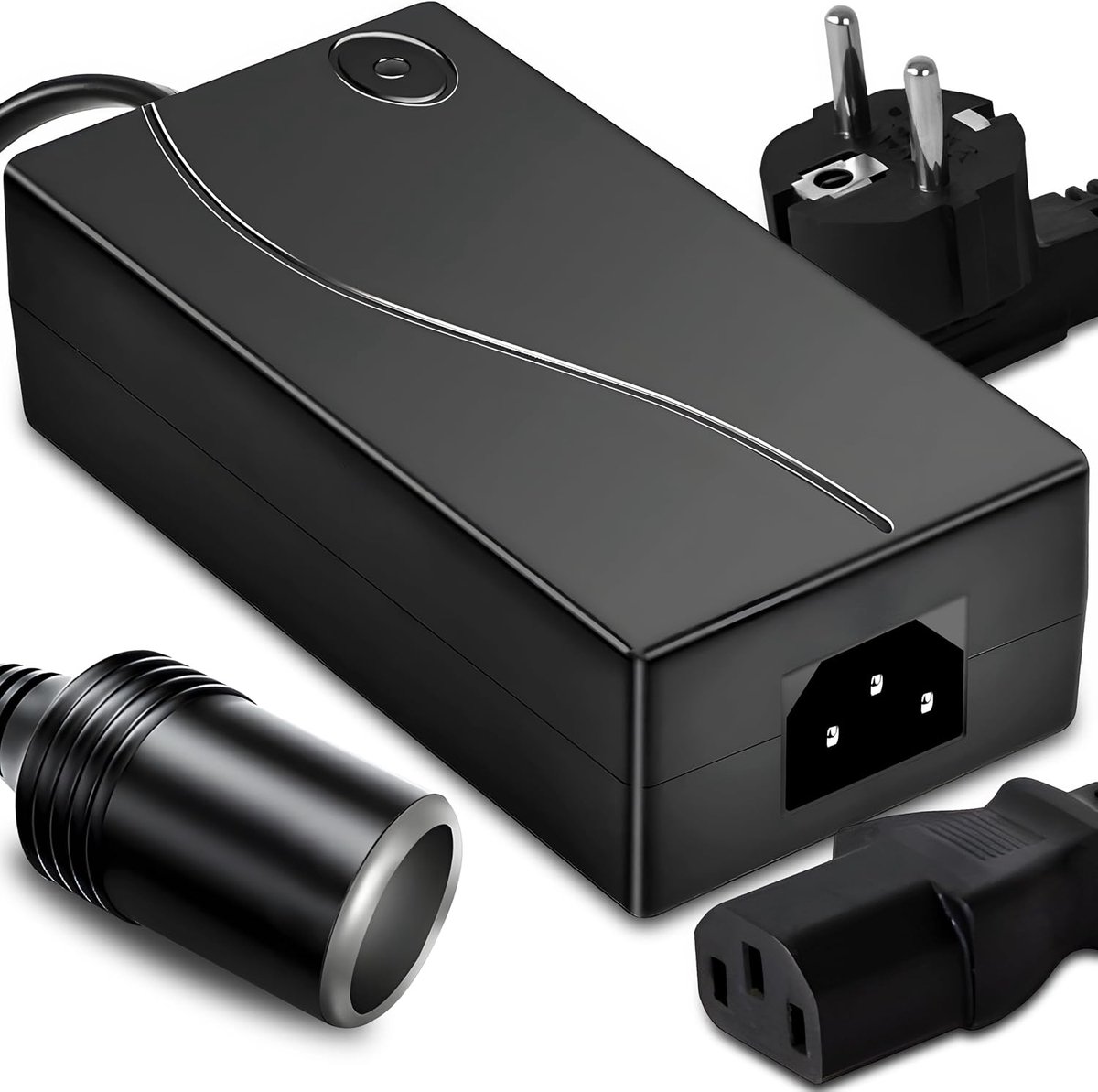 SnelShoppen - Car Power Adapter Spanningsomvormer 230V naar 12V 80W, AC-DC Voedingsadapter voor Auto Stofzuigers, LED Strips, Compressors, Zwart