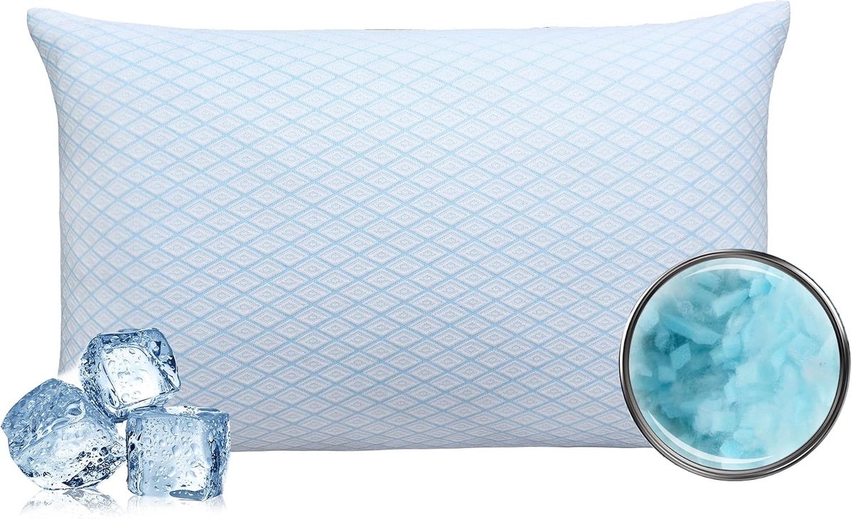 Geheugenfoam Kussen 40 x 80 cm - Cooling Kussen - Antibacterieel - Ideaal voor zij- en rugslapers - ShopVlot