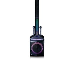 Lenco PA-220BK Party Speaker - PA met Subwoofer en afneembare Tweeter - 2 Draadloze microfoons - Verlichting - 120W RMS