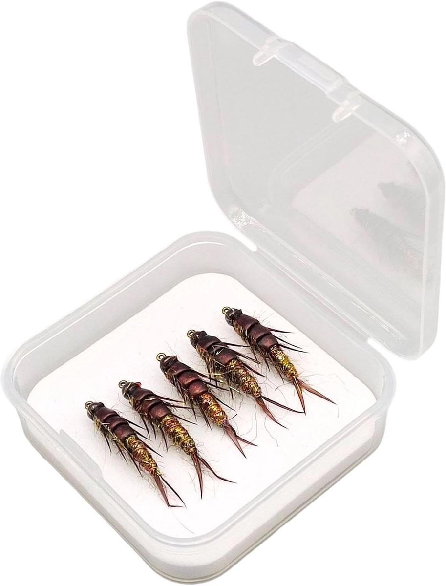Forel Vliegvis Aas - Kunstaas Set - Vissen Forel - Levensecht Nimf Ontwerp - 5 stuks - Beige