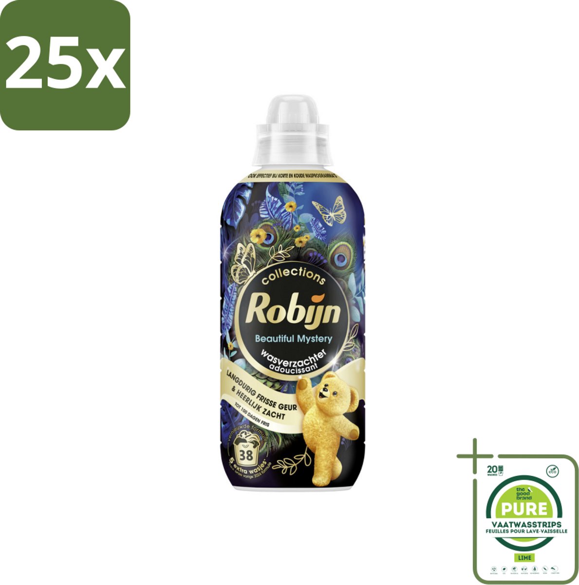 25 x Robijn – Wasverzachter – Beautiful Mystery – 765 ml - Grootverpakking - Wasverzachter - Wasverzachter Geur - Wasverzachter Voor Donkere Kleding - Wasverzachter Voor Katoen - Wasverzachter Voor Synthetische Stoffen