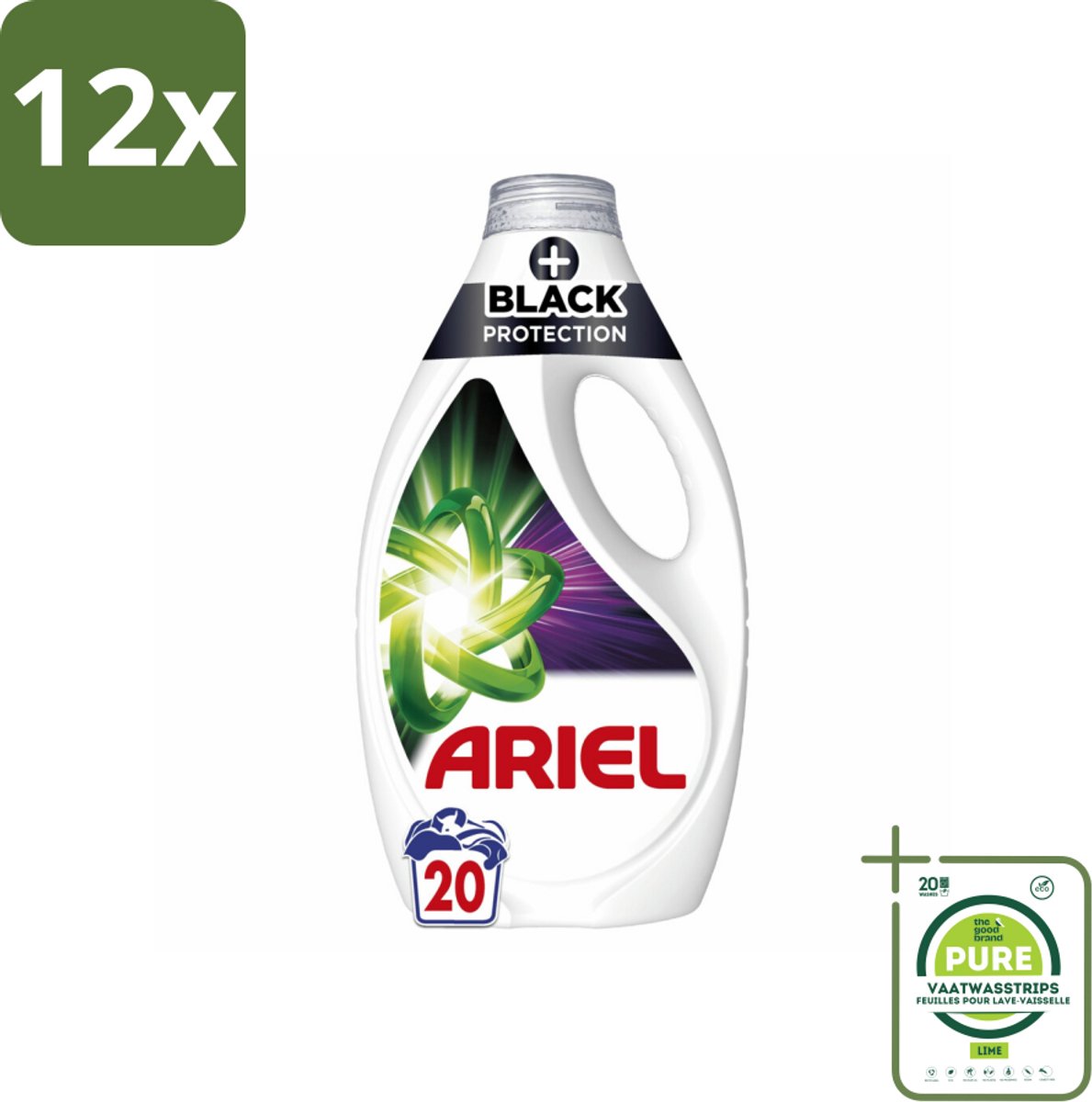 Ariel – +Revita Black – Vloeibaar Wasmiddel – 900 ml - Voordeelverpakking - 12 stuks - Donkere kleuren beschermen - Kleurbescherming