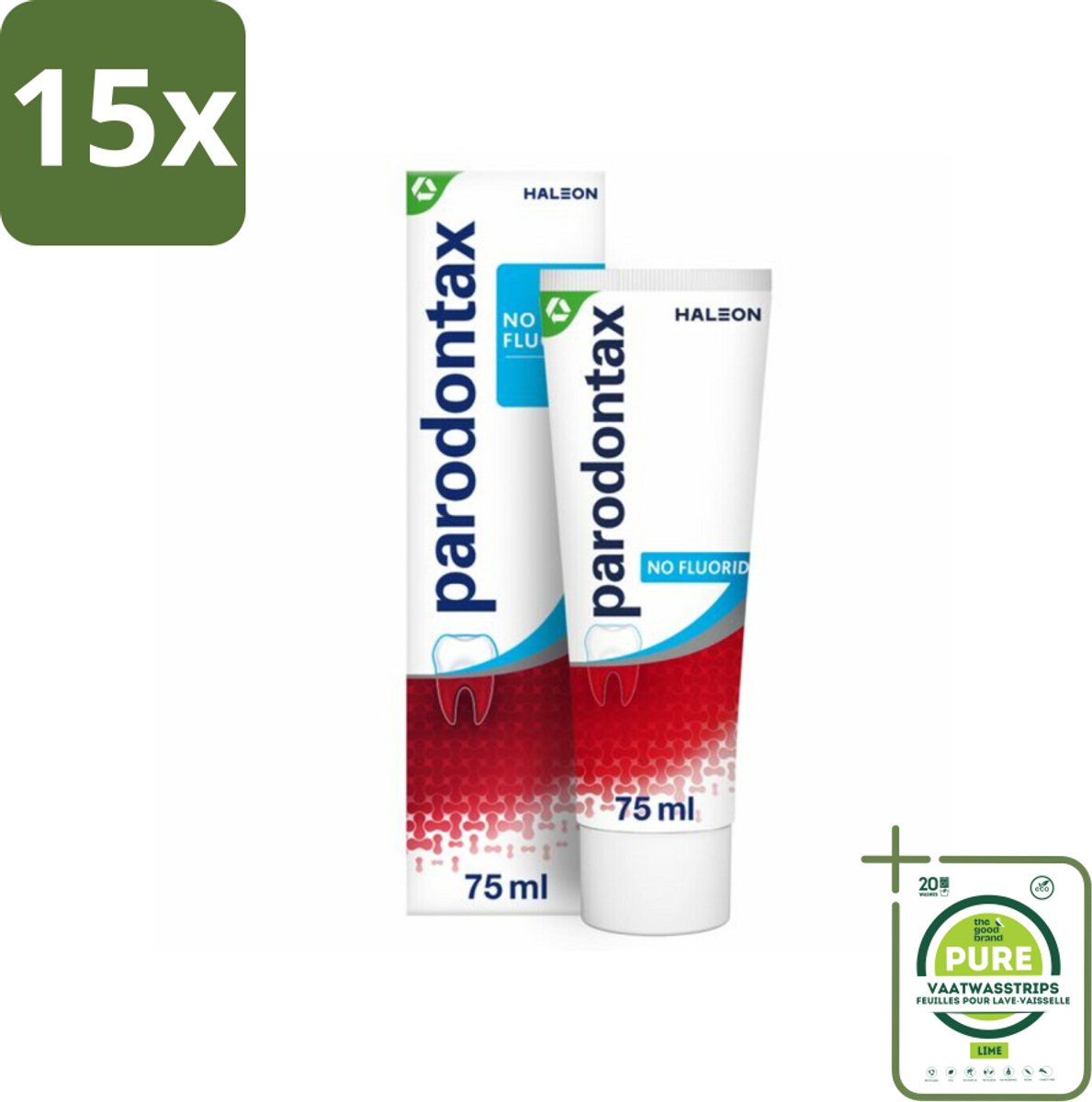 15 x Parodontax – Tandpasta – Zonder Fluoride – 75 ml - Grootverpakking - Tandpasta Zonder Fluoride - Gezond Tandvlees - Tandplak Verwijderen - Natuurlijke Mondhygiëne - Bloedend Tandvlees