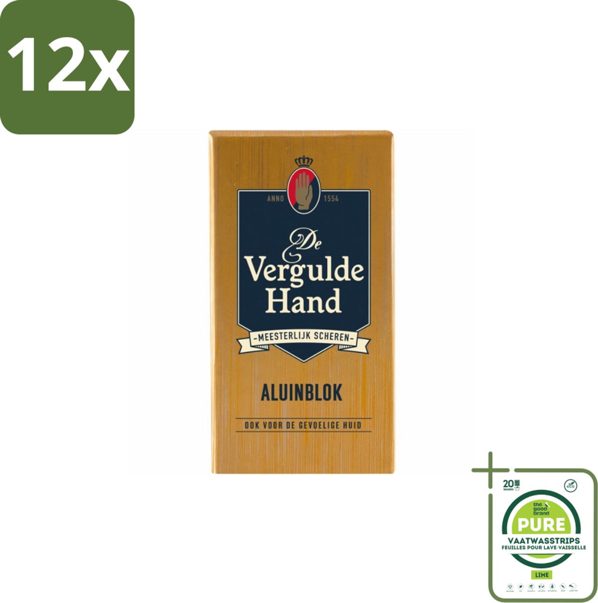 Vergulde Hand - Aluinblok - 75gr - Voordeelverpakking - 12 stuks - Aluminiumblok - Scheerwondje