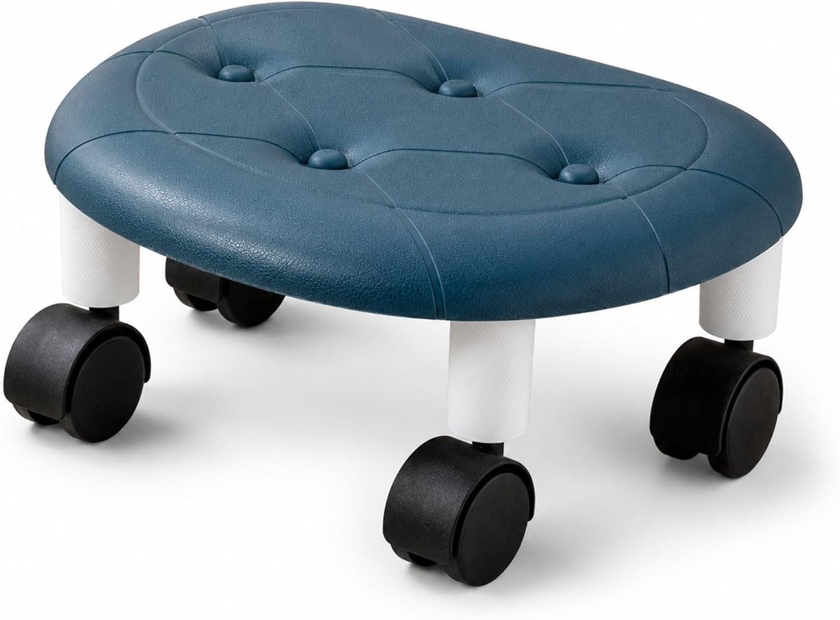 SnelShoppen - Compact Rollend Krukje met 360° Zwenkwielen van Kunststof voor Thuis en Kantoor - Laag Bijzetkrukje voor Slaapkamer, Keuken, Kaptafel en