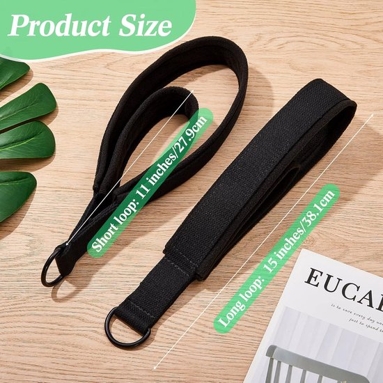 2 stuks - Pilates Reformer Straps - Pilatesbanden - Pilates Reformer Straps - Double Loop Pilates Riemen - met Zachte Fleece Voering - Verstelbare Weerstandsbanden - met D-Ring - Zwart — afbeelding 5