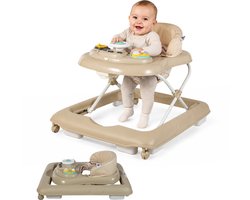 Bebies First Loopstoel / Baby Walker – Makkelijk in te klappen – In hoogte verstelbaar – Met afneembare speelset - Taupe