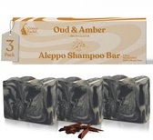 GREEN FADEL Aleppo Shampoo Bar Oudh & Amber 3x ca. 75 g - Met olijfolie laurierolie en kokosolie - Natuurlijke haarverzorging - Handgemaakt - Plasticvrij verpakt