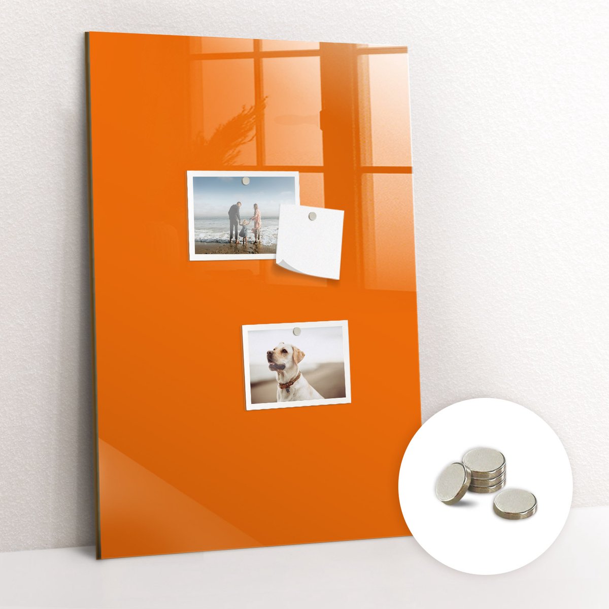 Tulup Glassboard - Oranje kleur Magneetbord - 40 cm x 60 cm - Magnetisch Memobord - Industrieel Wandbord - Magneetbord Keuken Oranje - Inclusief Gratis Magneten - Magneetbord Rechthoekig - Magneetbord Muur