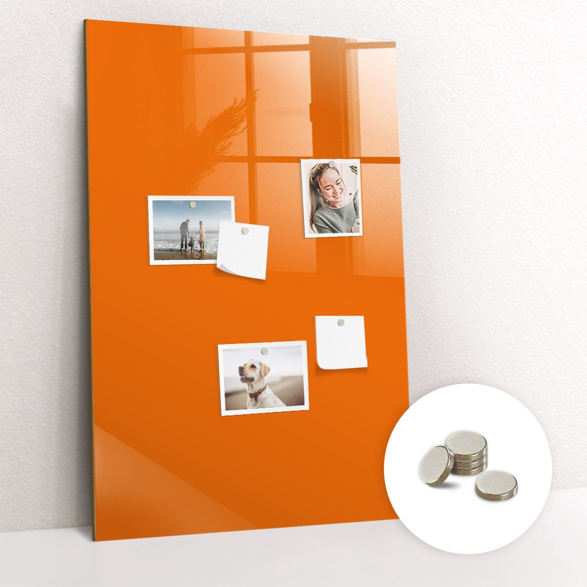 Tulup Glassboard - Oranje kleur Magneetbord - 60 cm x 90 cm - Magnetisch Bord - Industrieel Wandbord - Magneetbord Foto Oranje - Inclusief Gratis Magneten - Memo Bord - Magneetbord Design