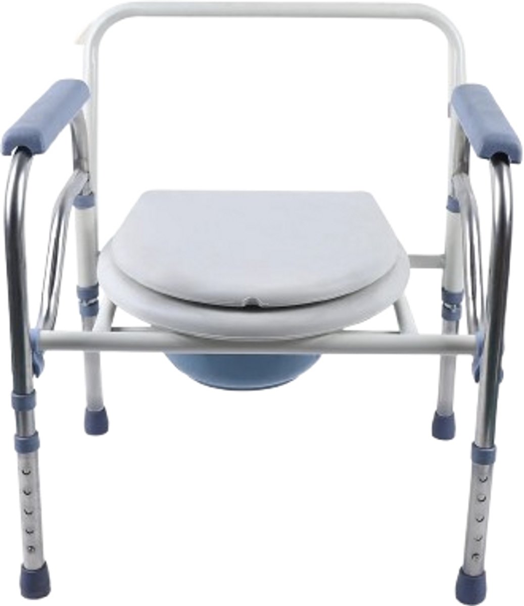 Velori Toiletstoel Opvouwbaar - Commode Stoel - Toiletstoel voor Ouderen - Douchestoel - Verstelbare Toiletstoel - Toilet Hulpmiddel - RVS Frame - Opvouwbaar - Max. 150 kg