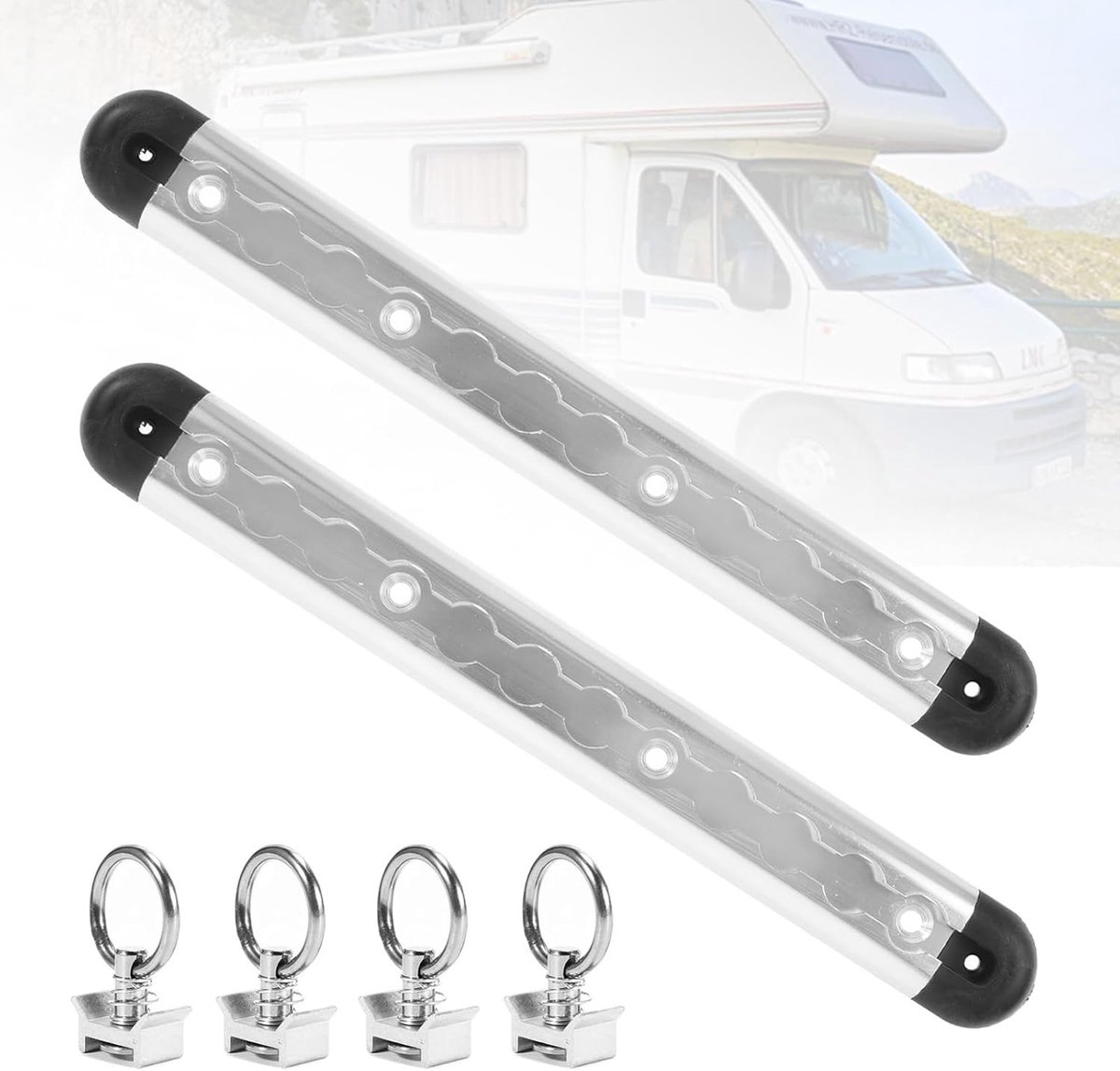 Aluminium Air Line Rail Fittings Set met 4 Lashing Eyes en 4 Eindkappen voor het Beveiligen van Lading in Trailers, Vrachtwagens en Jachten