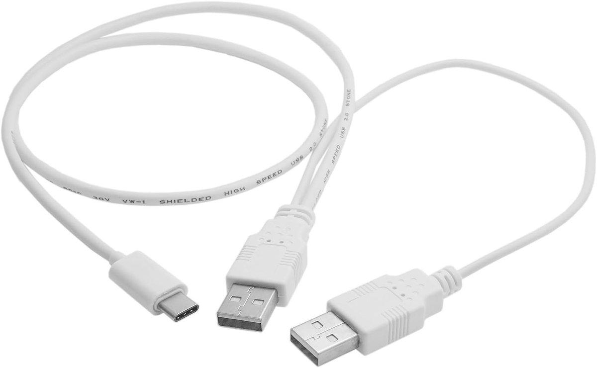 SnelShoppen - USB 3.1 Type C USB-C naar Dubbele A Mannelijke Extra Data Y Kabel voor Mobiele Telefoon en Harde Schijf, 10 Gbps, Duurzaam, Zwart, 1,5 M