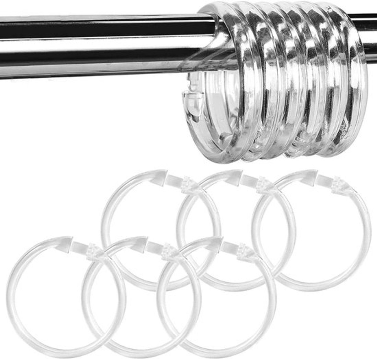 Transparante Gordijnringen van 50mm - Plastic Ringen voor Gordijnen, Douchegordijnen en Kledinglijn Accessoires (Verpakking van 12)