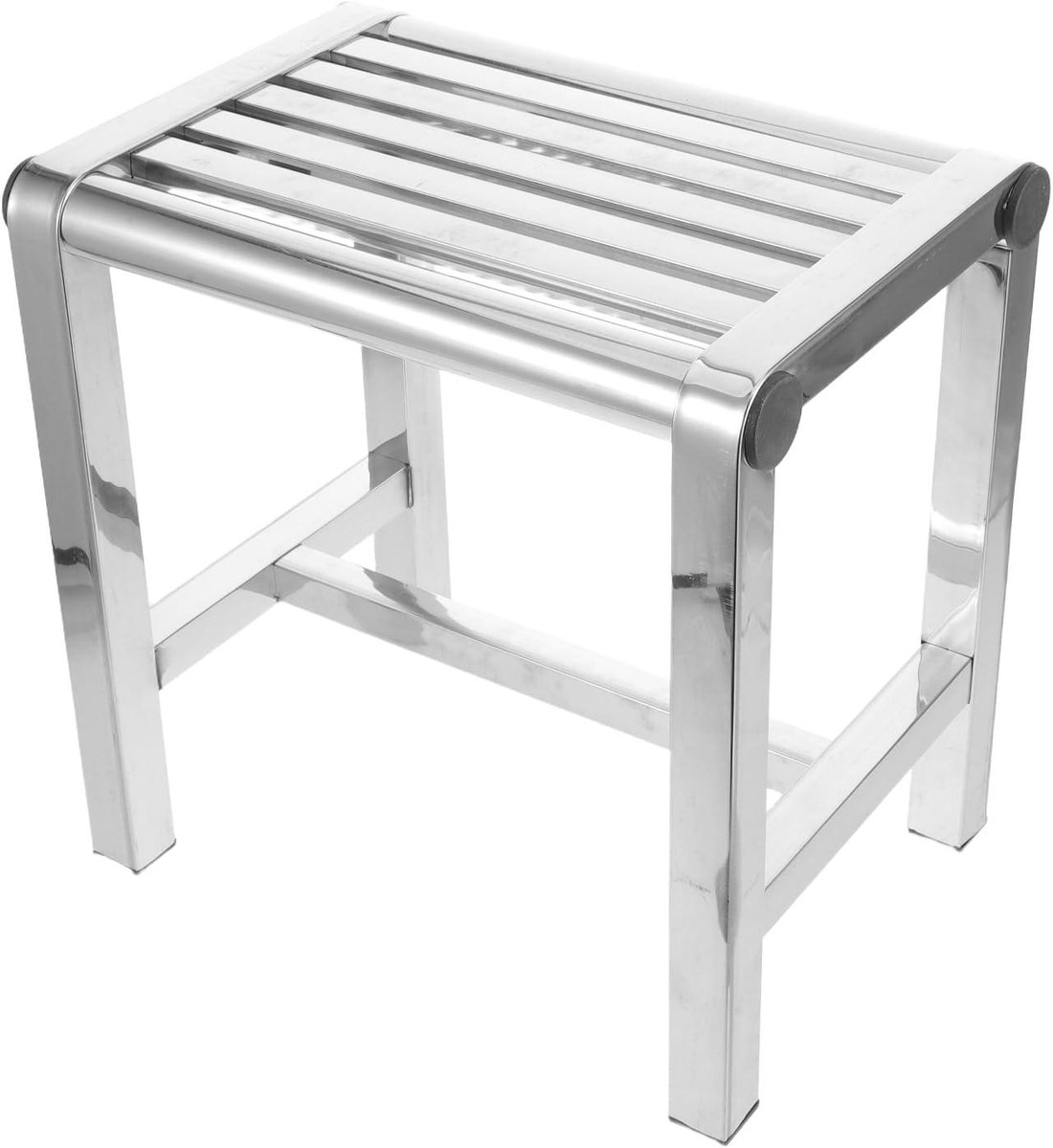 Metalen Voetenbankje - Douchekrukje Opstapje - Veilig Douchen - Antislip Roestvrij Staal - 31 x 30 x 20 cm - Zilver