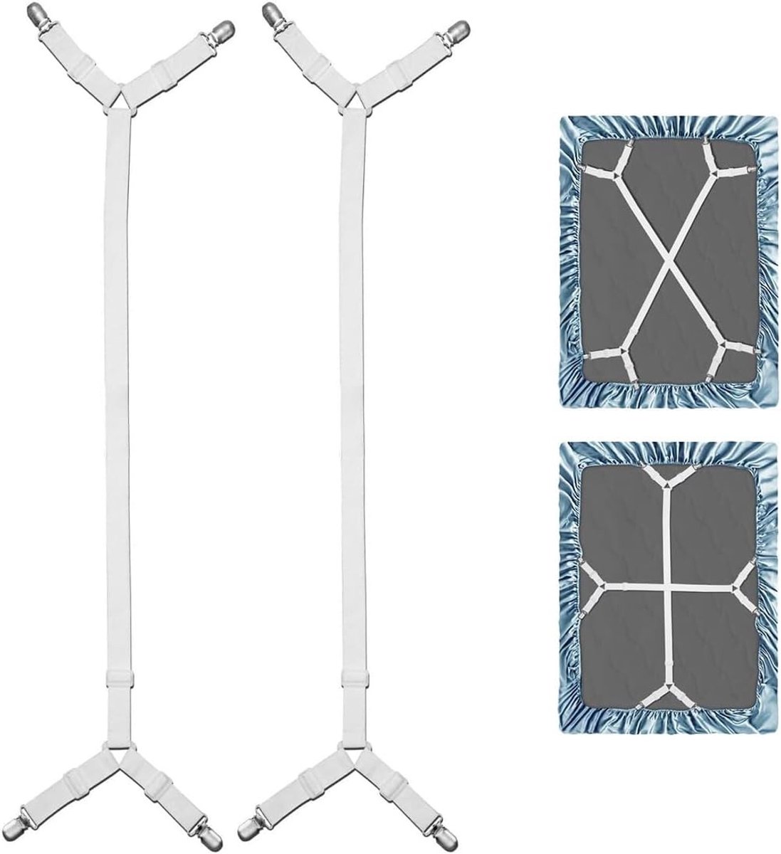 Spanbanden voor beddenlaken - Zwart - Verstelbare Bed Scrunchie en Spanlaken Spanner - Voor Matrassen en Sofas (2 stuks)