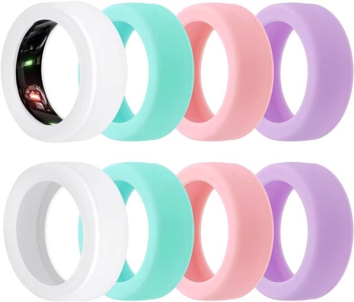 8 Stuks Ring Covers voor Oura Gen 4 / Gen 3 / Samsung Galaxy Ring, Anti-Scratch Bescherming, Siliconen Elastische Sleeve Accessoires voor Sport en Gym, Maat S (5/6/7/8/9)
