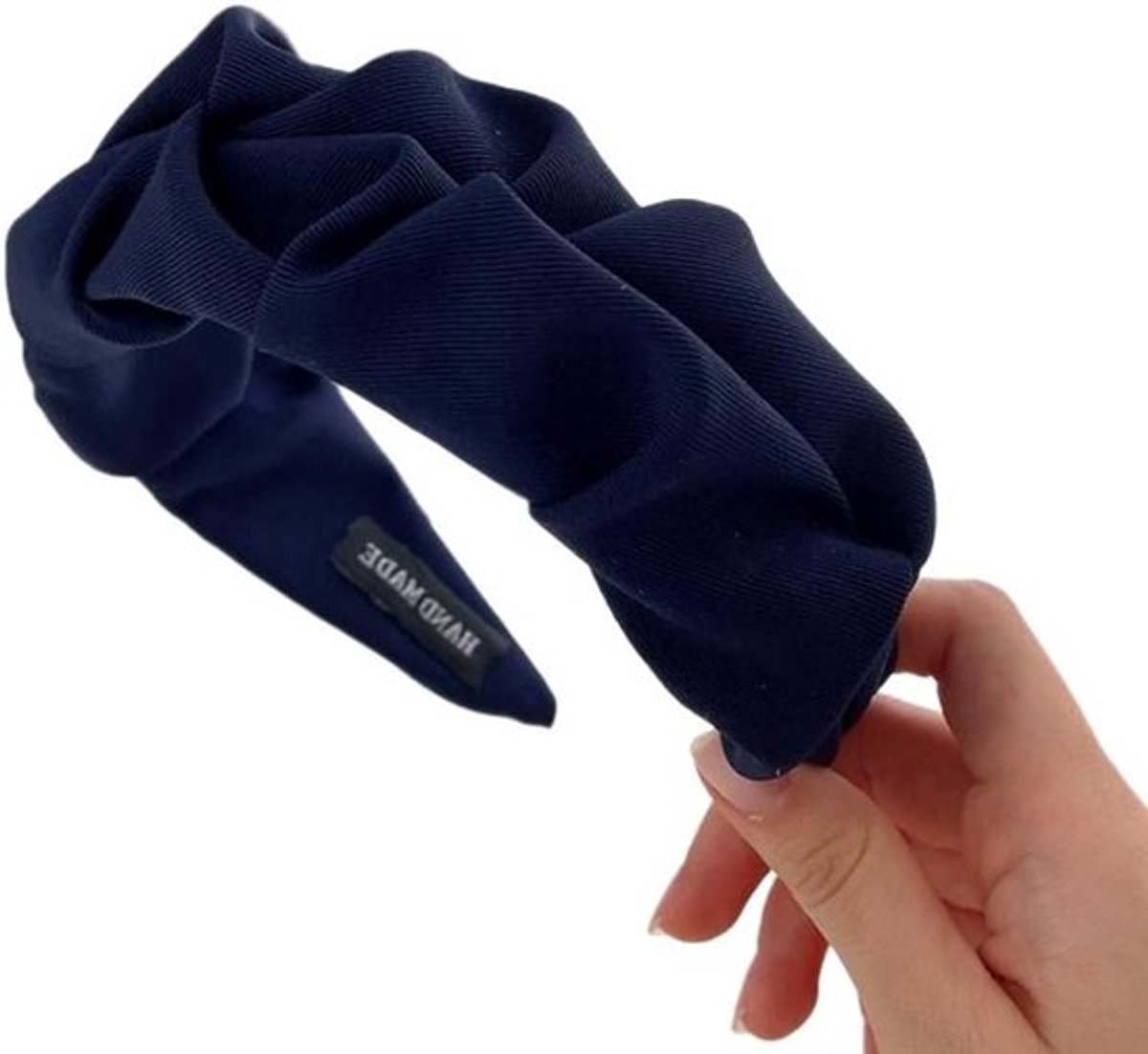 Vintage Plissé Haarband voor Dames en Meisjes - Brede Niet-Slip Haarband van Stof - Elastische Haaraccessoires voor Dagelijks Gebruik in Marineblauw