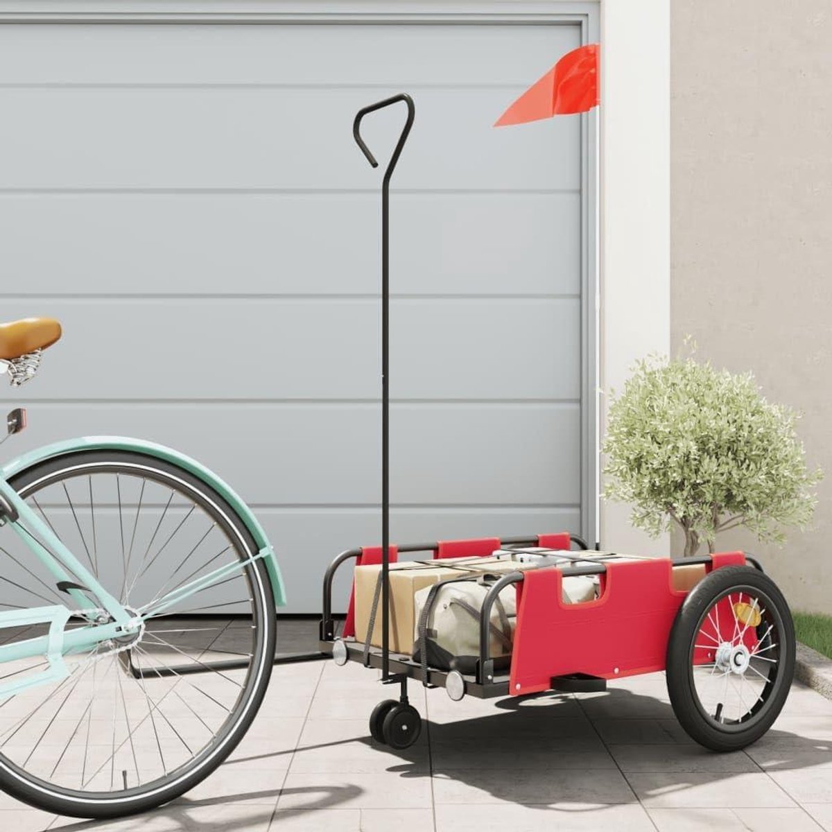 Fietskar - Bagagekar Aanhanger - Spullen Vervoeren - Waterdicht Oxford Materiaal - 40 kg Max - Rood