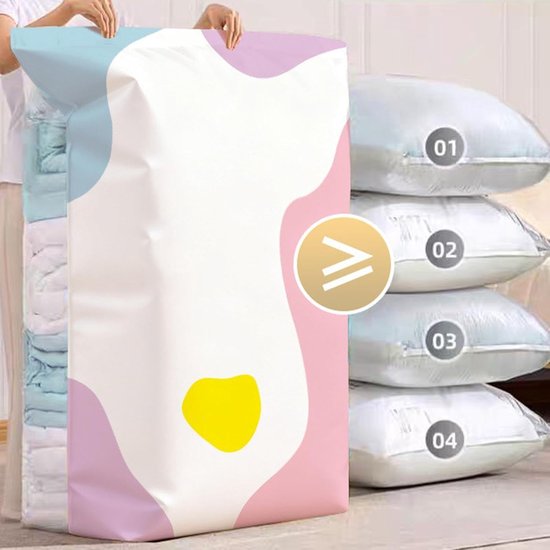 Vacuüm Kleding Opbergzakken - Compressie Dekbed Inpakorganizer - Ruimte Besparen - Pompvrij Ontwerp - 70x50x30cm - Kleurrijk — afbeelding 4