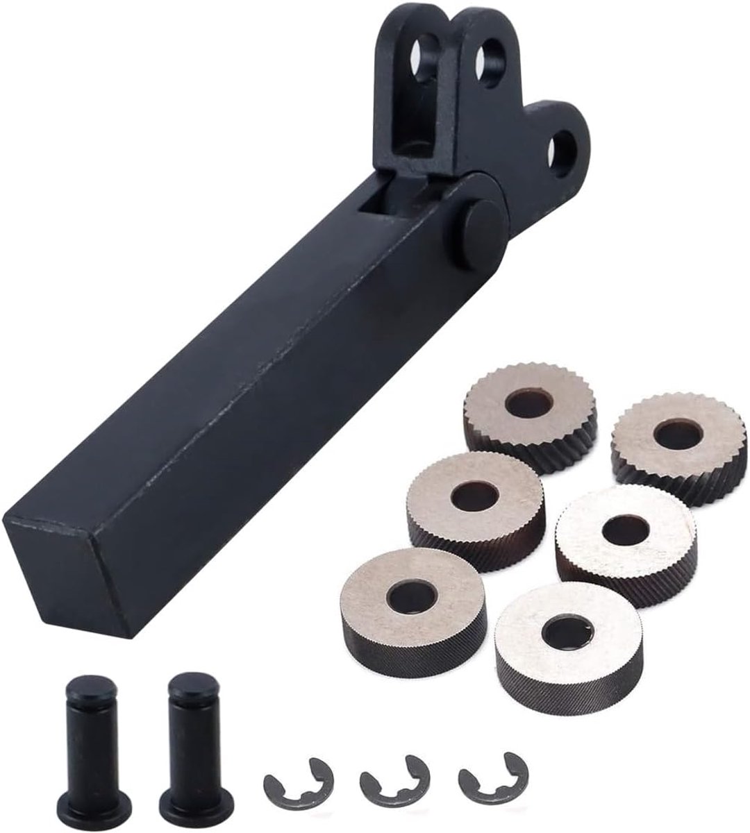 SnelShoppen - 7-delig staal knurling tool set met dubbele wielen, diagonale lineaire knurled wielen 0.5/1/2 mm pitch, diamant knurling voor metaalbewe