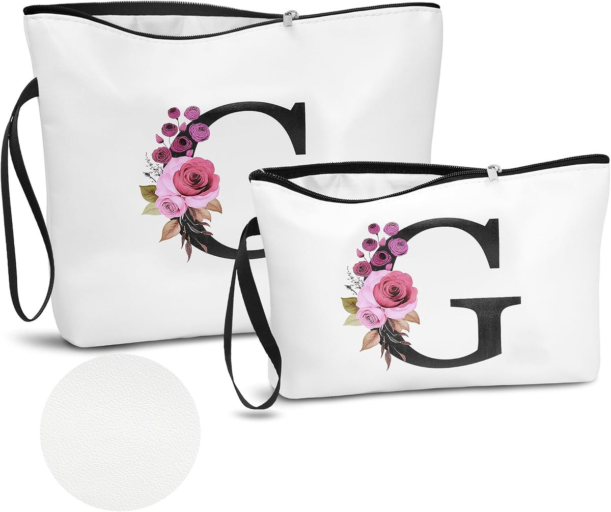 SnelShoppen - PU Leren A-Z Alfabet Toilettas Dames, 2 Stuks, Modieuze Make-up Tas, Waterdicht en Duurzaam, Perfect als Cadeau voor Verjaardag en Feest