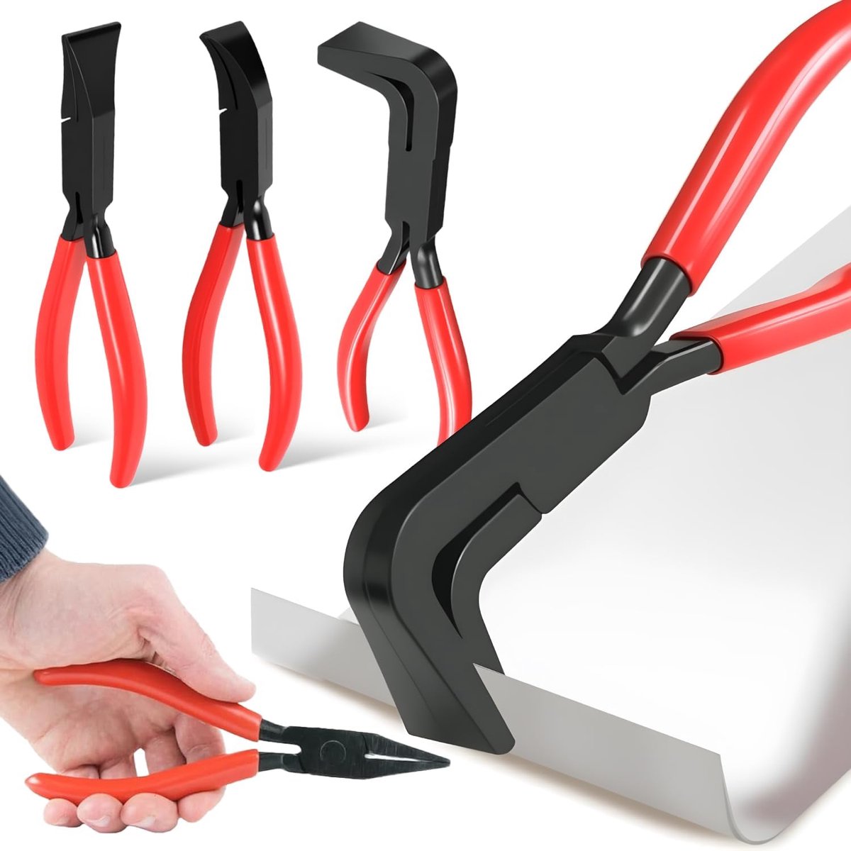 Pack of 3 Folding Pliers, Chamfer Pliers, Bending Pliers, 22 mm, Portable Set (0°, 45°, 90°) for Sheet Machines - ShopVlot