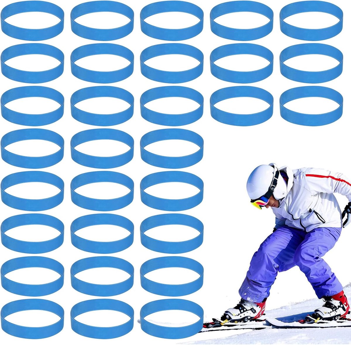 SnelShoppen - Tokaneit Snowboard Remriem Binding, 30 Stuks, Blauw, Snowboard Binding, Ski Accessoires, Elastische Rubber Bevestigingsband, Vaste Ski R