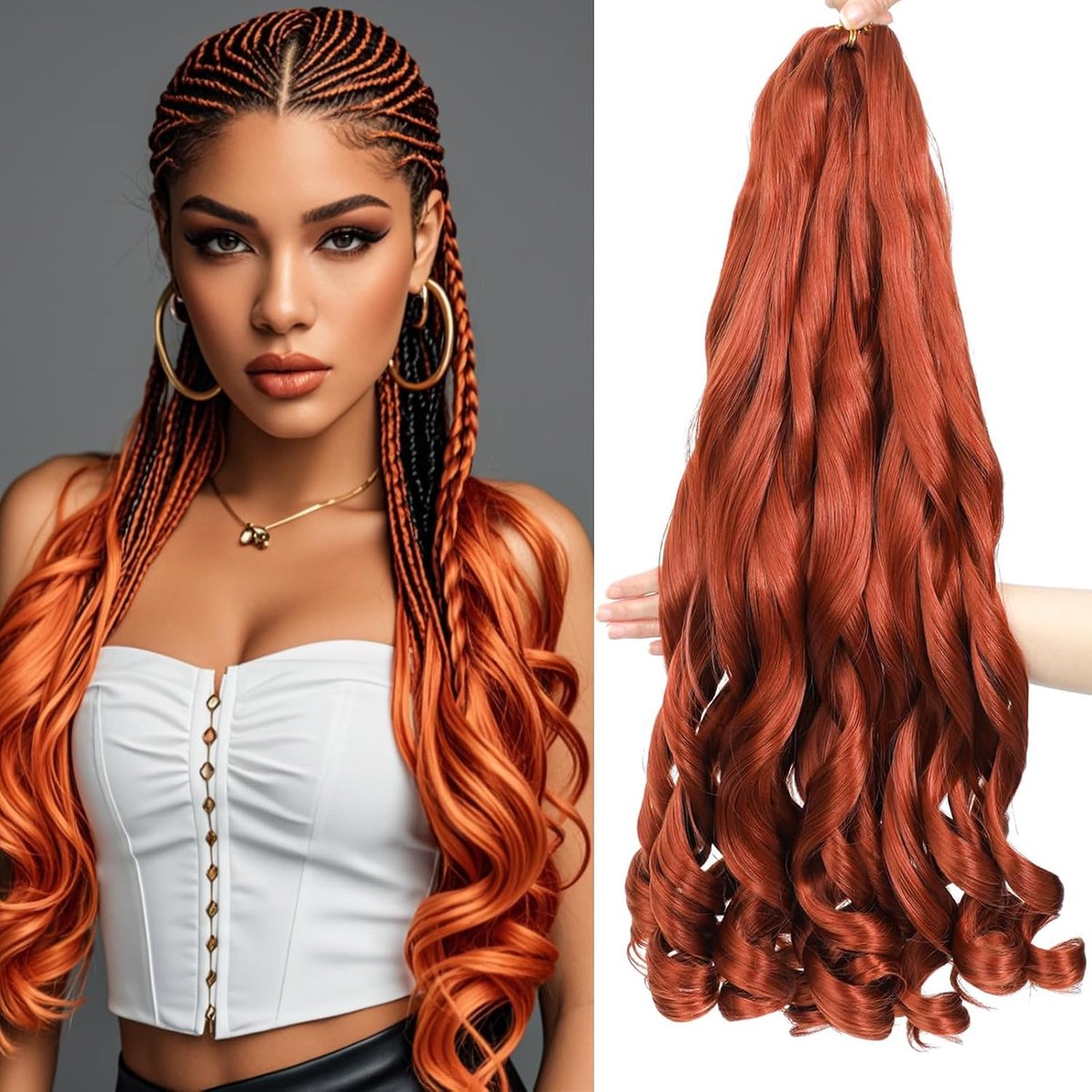 SnelShoppen - Curly Braiding Hair 24 Inch - 8 Stuks Pre-Stretched Franse Vlecht Haar met Krullende Einden - Silky Textuur voor Knotless Box Vlechten -