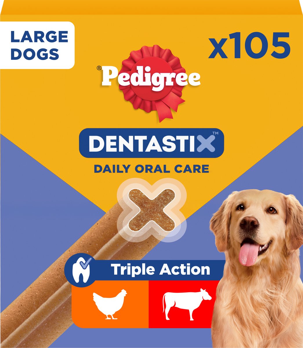 Bol.com Pedigree Dentastix - Grote Hond - Gebitsverzorging - 105 Kauwsnacks aanbieding