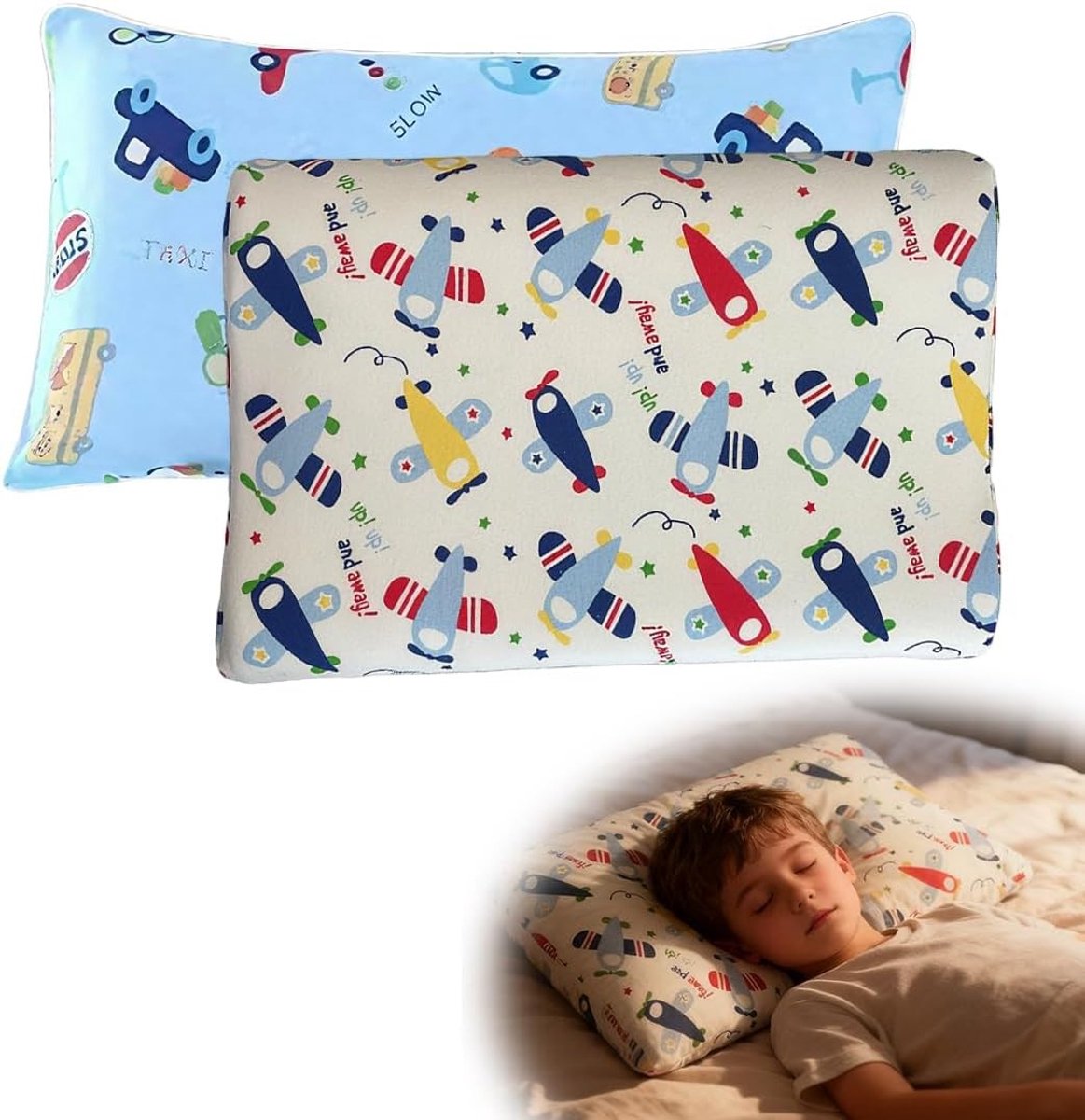 Kinderkussenhoes Set van 2, Katoenen Kussenhoezen 40x60 cm, Ademend en Zacht voor Kinderen