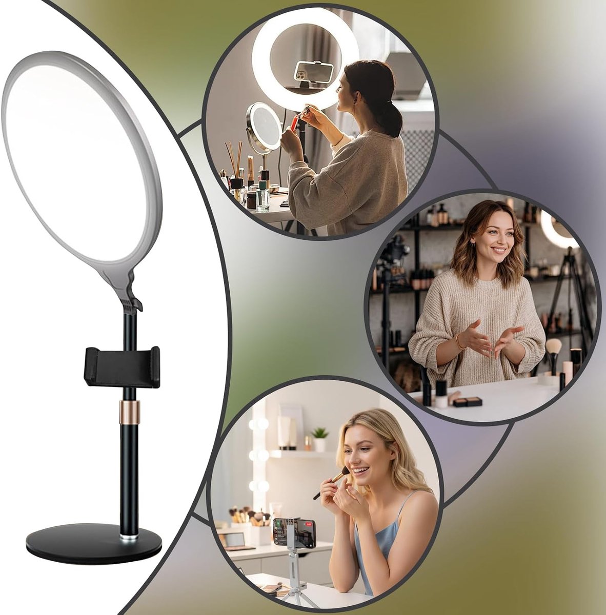 Dimbare Lichtring - Ringlamp Bureau - Videobellen - Gelijkmatige Verlichting - 42 x 30.2 x 9.9 cm - Niet gespecificeerd thumbnail 5