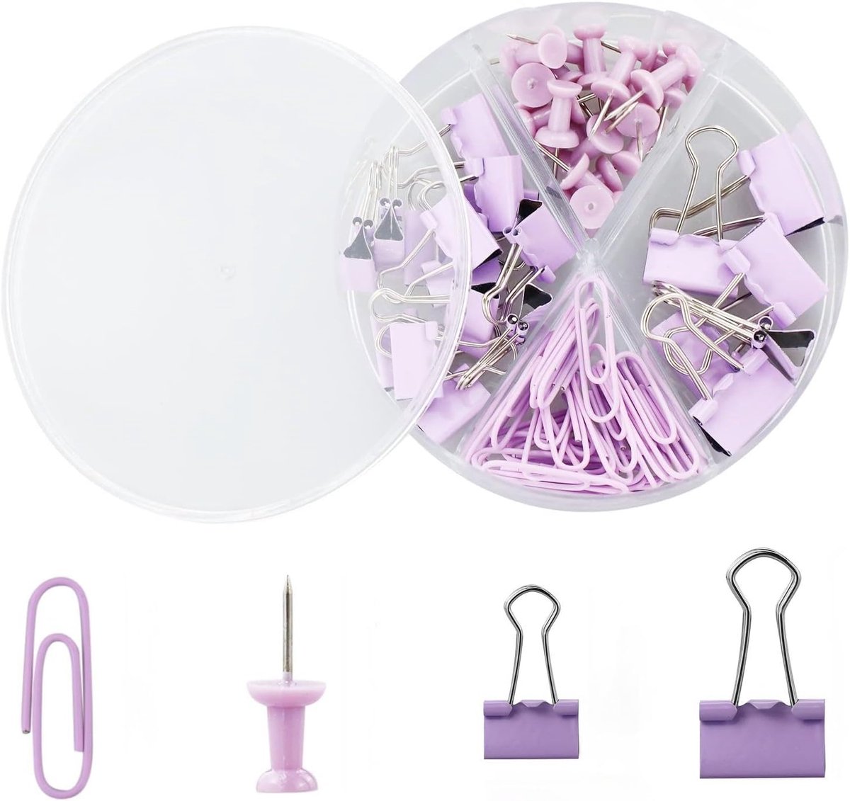 72 Pcs Binding Clips, Pin Pins, Paper Clip Set, Office Stationery Set with Box, Metal Desk Accessories, Binding Clip - ShopVlot