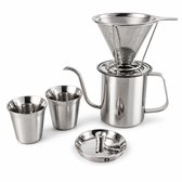 My Green Deal RVS Koffieset – Pour Over Koffiepot met Herbruikbaar Koffiefilter – 2 Bekers 163 ml