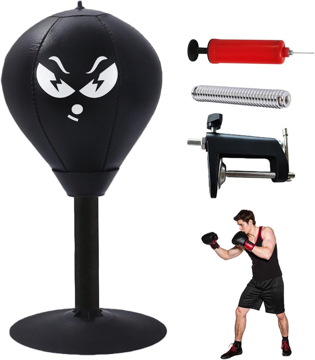 SnelShoppen - Desk Desktop Punching Bag Tafel Punching Bag met Sterke Zuigkoppen en Tafelklem Stressverlichting Punching Bal Bureau Punch Ball Grappig