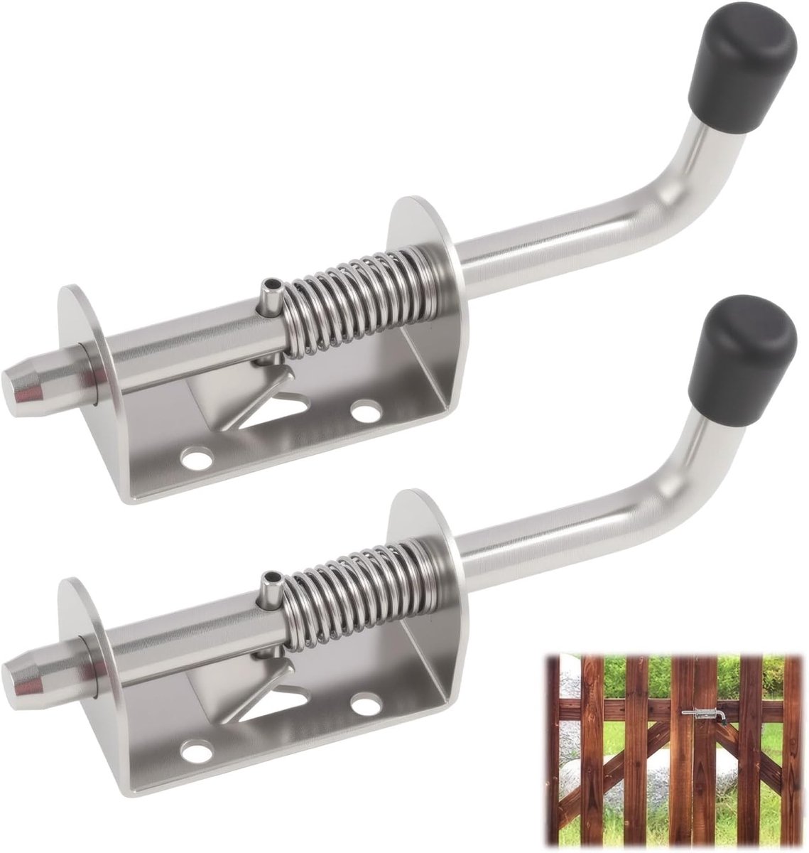 SnelShoppen - 2 Stuks Robuuste RVS Veerloten Corrosiebestendige Veerbouten voor Garage Deur Tuin Kasten 128mm x 10mm (Zilver)