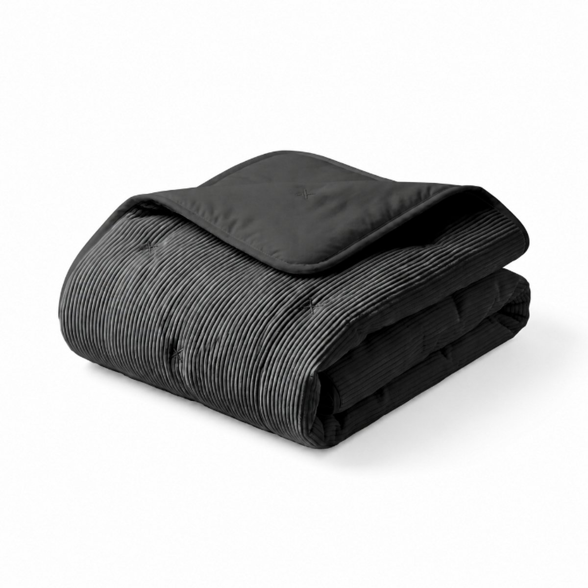 Decoware Dekbed Zonder Overtrek 240x200 cm – Corduroy Antraciet – Zachte Microvezel – Inclusief 2 Kussenslopen