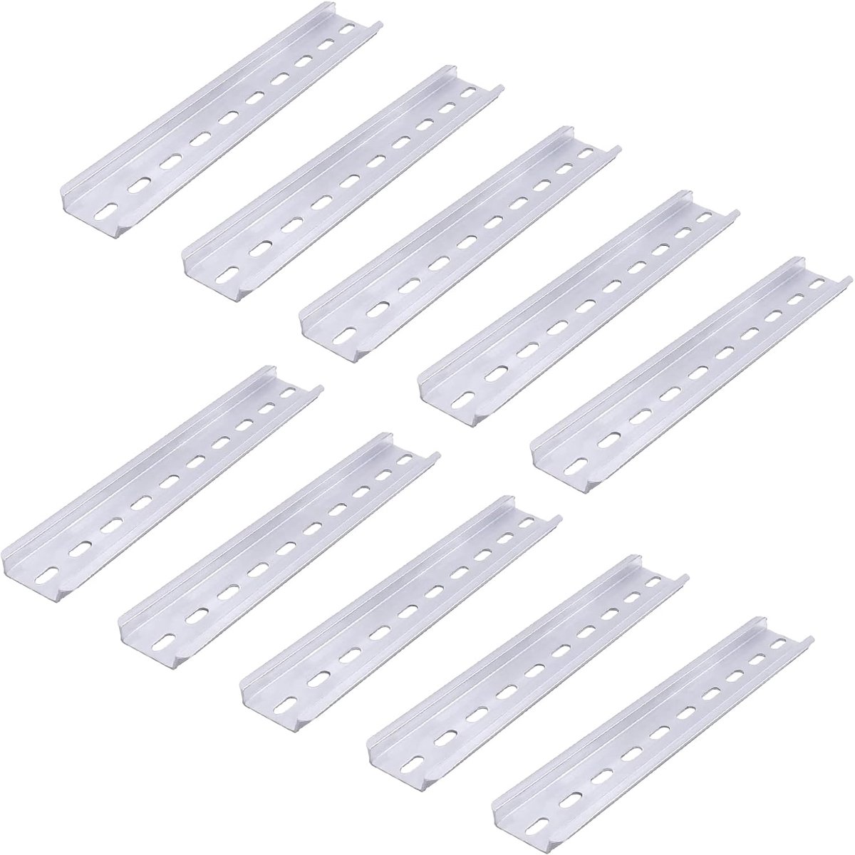 SnelShoppen - Set van 10 Montage Rails 20 x 3,5 x 0,8 cm DIN Rails, Aluminium Rail voor Controlepanelen, Sterke Bevestigingsrails voor Schakelaars en