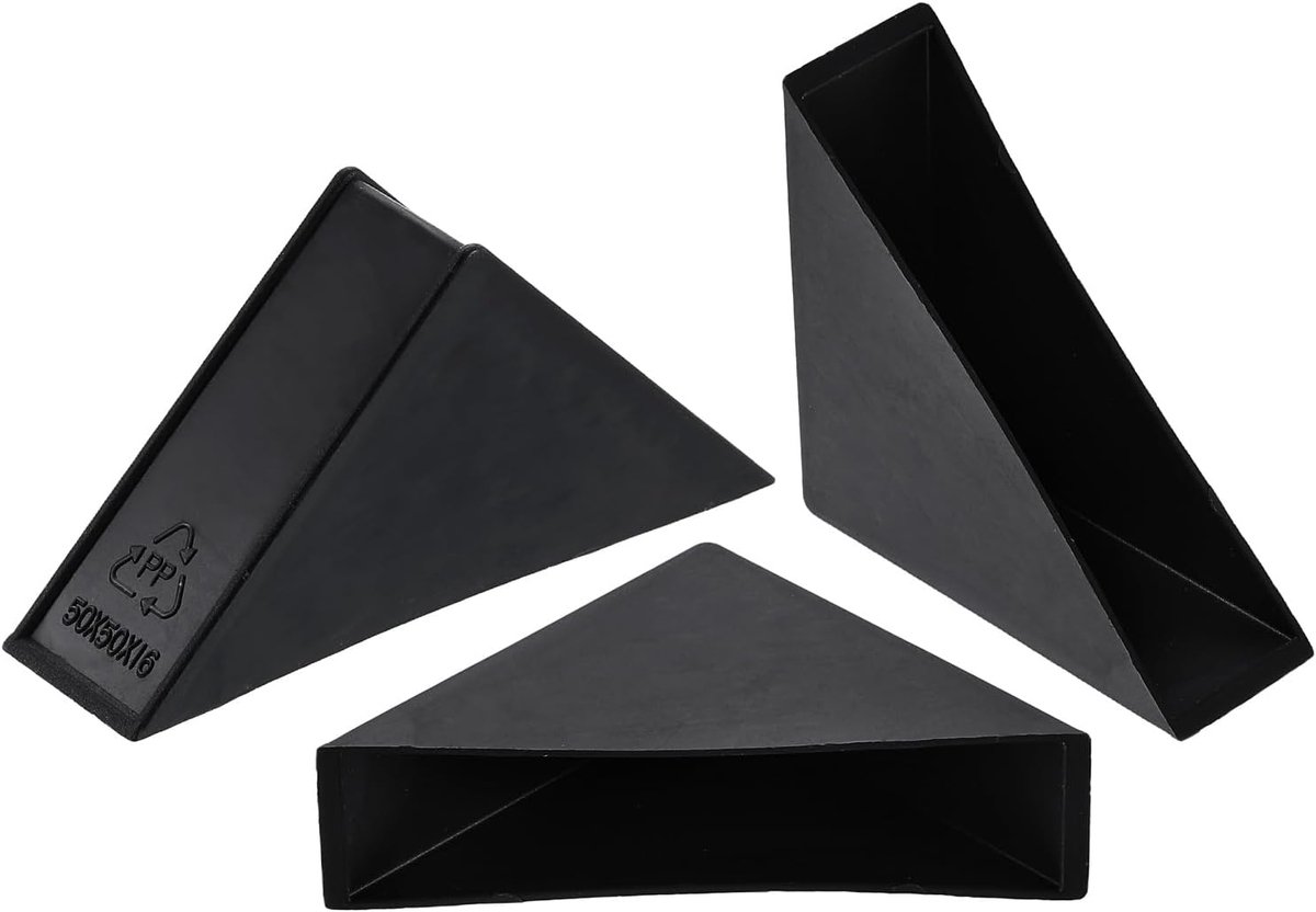 SnelShoppen - Set van 8 Plastic Hoekbeschermers 16 x 71 mm in Rechthoekvorm voor Hoekbescherming van Glas, Spiegels en Tegels - Zwart