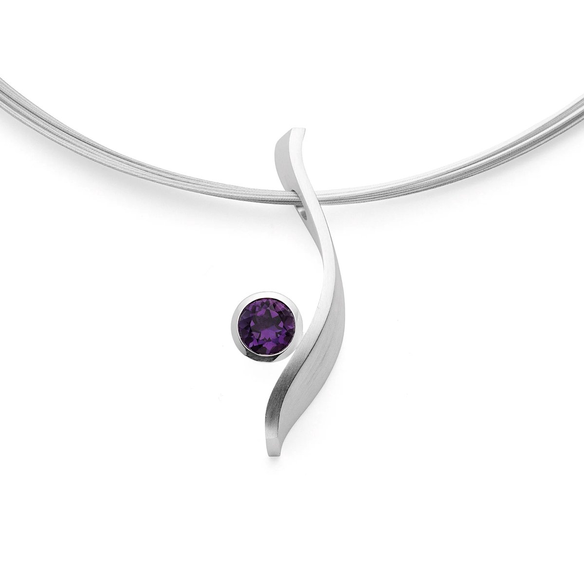 Bastian - Zilveren hanger met amethist - inclusief collier - 925 Sterling Zilveren Hanger - Amethist 1,21 ct