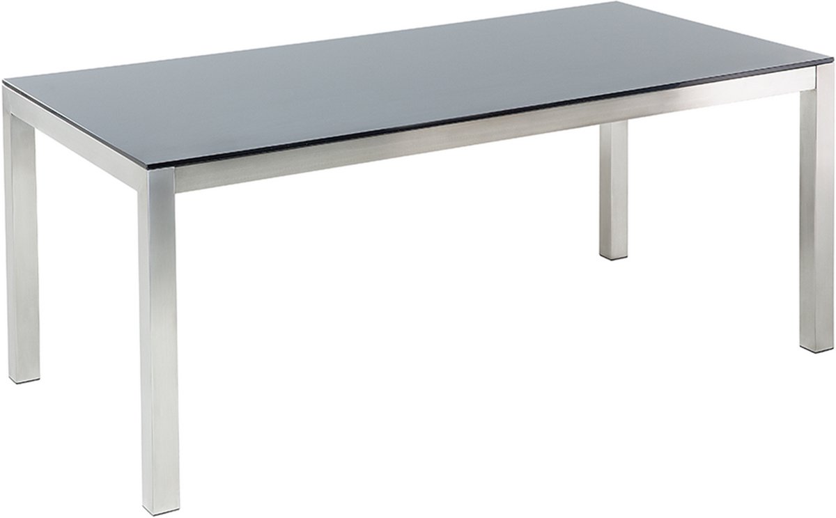 Beliani GROSSETO - Tuintafel - Zwart - 90 x 180 cm - Veiligheidsglas